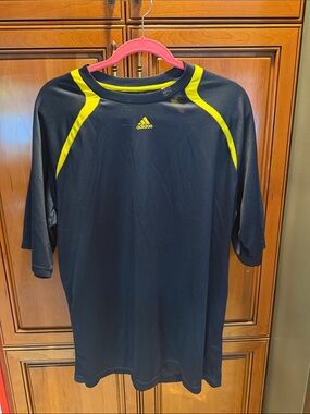 adidas Black Athletic Shirt with Neon Yellow Accents